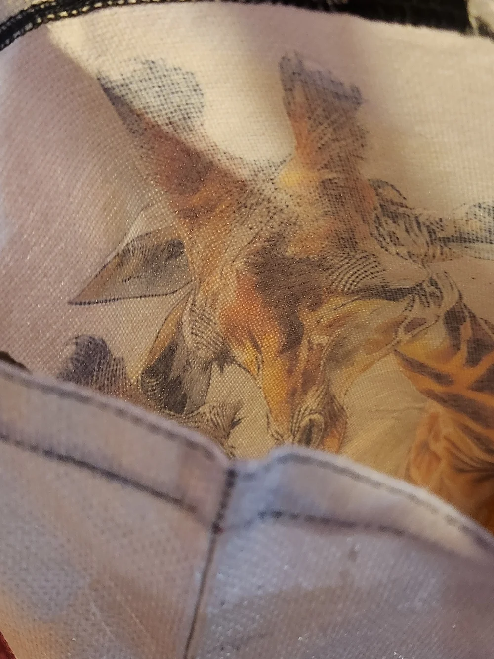Giraffe Print Canvas Tote Bag - Cream & Brown